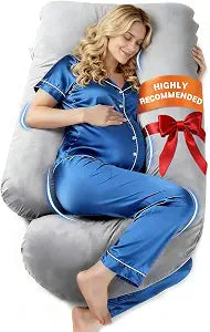 Pregnancy Pillows for Sleeping, U Shaped Full Body Maternity Pillow with Removable Velvet Cover - Support for Back, Legs, Belly, Hips for Pregnant Women, 57 Inch Pregnancy Pillow for Women, Grey