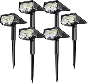 AloftSun Solar Motion Sensor Outdoor Lights,Waterproof Motion Sensor Spot Lights- 30 LED/3 Modes Solar Powered Spotlights,Landscape Lighting for Yard and Garden, Cool White,6 Pack