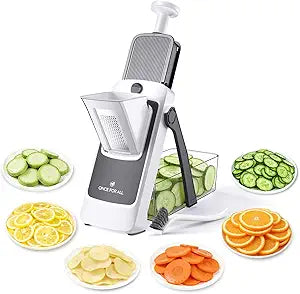 ONCE FOR ALL Safe Mandoline Slicer For Kitchen, AdjustableThickness 0.1-8 mm Professional Vegetable Slicer For Food, Fruit Slices, Potato Chips, Fast Meal Prep (4th Gen Gray)