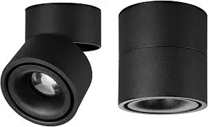 LED Ceiling Spotlight - Wall Light 360Adjustable Ceiling Downlight COB Lighting LED Wall Lamp or Spot Light Cool White 10W 6000K / Warm White 3000K (Black, 3000KWarm Light)