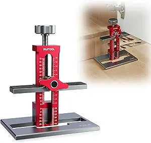 RUITOOL Upgrade 3-in-1 Cabinet Door Mounting Jig with Support Base, Installation Tool for Frameless or Face Frame Cabinet Doors, Adjustable Aluminium Alloy Hardware Jig for Wall and Base Cabinets