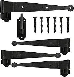 Shimeyao 4 Pack 12 Inch Wrought Iron Blind Shutter Hinge 2.5" Heavy Duty Shutter Hardware Black Powder Coated Offset Strap Lift Off Pintle Hinge for Colonial Gates, Doors, Window, Cabinet
