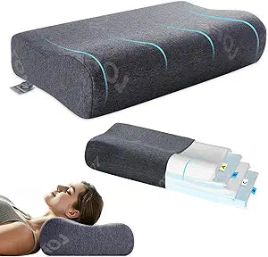 Contour Pillow with Softer Neck Support - Adjustable Softness Cervical Neck Pillow for Ideal Support, 4 Layers Contour Pillow for All Sleepers, Ergonomic Side Sleeper Pillow for Less Neck Pain