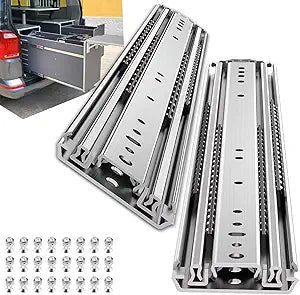 SLIDEWAY 500Lbs Heavy Duty Drawer Slides 1 Pair 16 18 20 22 26 30 40 Inch Full Extension Ball Bearing Sliding Rails Cabinet Runners Tracks Tool Box Glides (76mm Wide)-16"