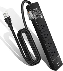 GFCI Power Strip with 4 Outlets & 4 USB Ports (2 USB-C), 6FT Heavy Duty Surge Protected Extension Cord, 15A/1875W, Wall Mountable Outlet Extender for Garden, Office, Pressure Washer, Lawn