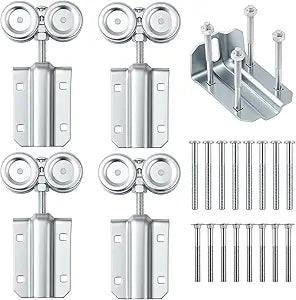 Hicarer 4 Pcs Wheel Trolley Assembly Barn Door Rollers for 1-3/4" Wide and 2-1/4" or Taller Rail Hanging Track, Beam Trolley Applied for Mount Heavy Barn and Shed Sliding Doors