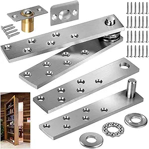 Hidden Door Pivot Hinge Heavy Duty 200Lb Capacity for Wood Door Secret Bookcase Murphy Closet Hardware 2PCS
