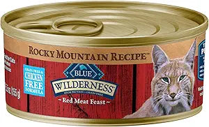 Blue Buffalo Wilderness Rocky Mountain Recipe Adult Wet Cat Food Pat, Chicken-Free & Grain-Free Recipe, Made with Natural Ingredients, Red Meat Feast, 5.5-oz. Cans (24 Count)