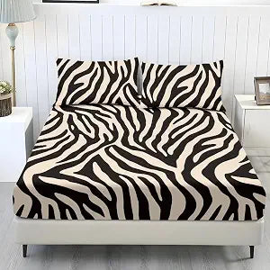 Suobstales Brown Zebra Stripe Print Sheet Set Bed Sheets Soft Microfiber Deep Pocket Wrinkle Free Bedding Sheets with Pillowcases, Machine Washable, Full Size