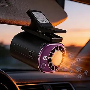 2026 Car Clip on Fan Air Conditioner Fan with Led Display - 360┬░Rotation, 199 Speeds Adjustable USB Rechargeable Portable Personal Cooling Fan For Car 16Γ Semi-Cooling Wide Clamp