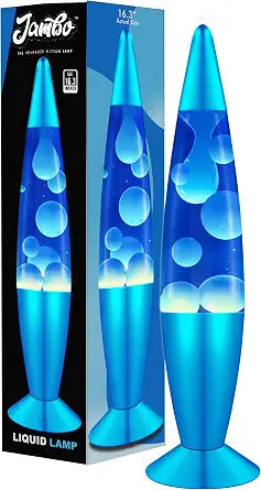 JAMBO 16" Beautiful Lamp- Blue with White/Blue Wax, Relaxing Liquid Light, Night Light Nightlight, Home Decor Living Room Office Bedroom Lamp for Adults Teens Kids, Magma Motion