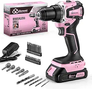 20V Cordless Drill, Electric Power Drill Driver with Battery Charger,Power Drill Set Tool for Women Pink Drill Set,3/8 Keyless Chuck, 2 Variable Speed