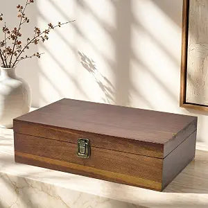 Wooden Keepsake Box with Hinged Lid 13.78 Large Memory Storage Organizer for Photos, Letters, Jewelry & Time Capsules, Rustic Home Decor Gift Box