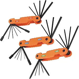 Klein Tools 70553 3-Piece Pro Folding Hex Key Set, Metric, SAE, Torx Sizes, 31 Keys, Industrial Strength Heat Treated Alloy Steel