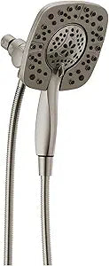 Delta 4-Setting In2ition 2-in-1 Dual Shower Head with HandHeld Spray, Brushed Nickel Detachable Shower Head with Hose, Showerhead, 1.75 GPM Flow Rate, Stainless 58498-SS