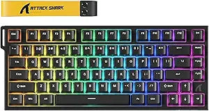 ATTACK SHARK R82 HE Rapid Trigger Wired Mechanical Gaming Keyboard TKL NKRO with 8K Polling,0.005mm RT Accuracy,256K Scan Rate,5 Layer Sound Damped,Hall Effect Magnetic Switch,Driver for PC Mac(Black)