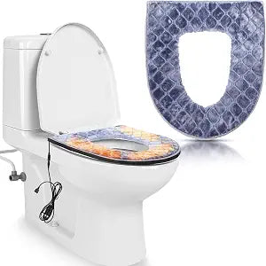 Hahafelt USB Heated Toilet Seat Cover 5 Heat Levels Timer Plush,Gray