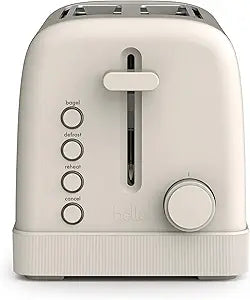 bella 2 Slice Toaster, 6 Setting Shade Control w Reheat, Cancel, Bagel & Defrost Buttons, Removable Crumb Tray, Anti Jam & Auto Shutoff, Auto Centering Guides & Cord Wrap, 900 Watt, Oatmilk