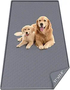 Pee Pads for Dogs 51"x25.6" Reusable Puppy Training Pad Mat | Extra Large Washable Dog Silicone Mat for Floor Protector, Waterproof Dog Potty Tray Rubber Mat for Pets, Dark Grey