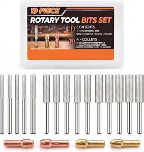Sharp Pebble 5/32" 3/16" 7/32" Chainsaw Sharpener Bits & Collets, 19-Piece