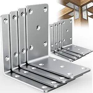 5"5"2.5" Heavy Duty L Bracket(8PCS), Black Steel Right Angle Corner Brace, Support for Pergola, Shelves, Wooden Structures, Wood Posts and DIY Projects