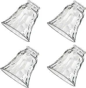 Glass Covers for Ceiling Fan, Glass Shade Replacement for Light Fixture, 4 Pack Glass Globes Clear Water Ripple for Wall Sconce Vanity Lighting Chandelier Pendant Light, 2 1/8" Fitter