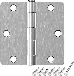 HOSOM 30 Pack Brushed Nickel Door Hinges 3.5 x 3.5 inch Interior Door Hinge with 1/4" Radius 3-1/2 Satin Nickel Door Hinges 3 "x 3 " Hardware Fit Bedroom,Standard Door