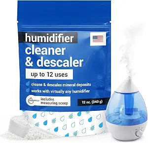 IMPRESA Humidifier Cleaner & Descaler Powder - 12 Oz, 12 Uses - Citric Acid Powder & Bacteriostatic Water Mineral Remover - Cleaning Solution for Humidifiers