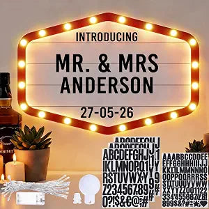 Aurelema 23.6'' Custom Lighting Wedding Bottle Service Sign Wedding Reception Light up Signs Waterproof Personalized Sign with Letters for Bridal Engagement Banquet Birthday Party Nightclub Bar (Red)