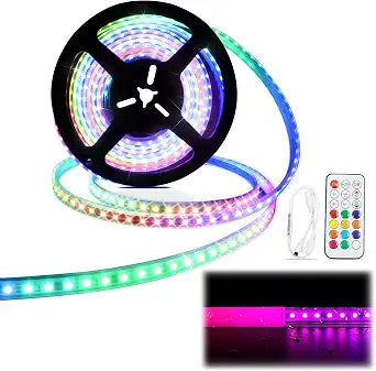 Muzata 16.4ft(5m) 96LEDs/m High Density 10mm-Wide RGB LED Strip Lights AC1T