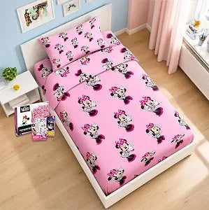 Disney Minnie Mouse Twin Bedding Set for Toddlers - Bundle Includes Minnie Mouse Sheets with Flat Sheet, Fitted Sheet, and Pillowcase for Twin Bed Plus Tattoos, More | Minnie Mouse Bedroom Decor