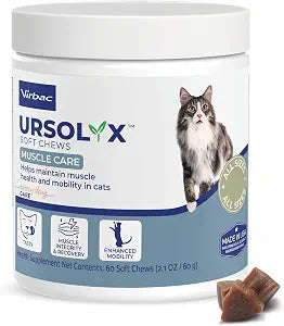Virbac URSOLYX Soft Chews for Cats | Muscle Health Support for Senior, Active or Recovering Cats | 60 Count 2- Month Supply