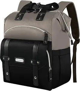 FALANKO Laptop Backpack for Women,Stylish Doctor Nurse Teacher Work Travel Backpack for 15.6 Inch Laptop with RFID Anti-theft College Purse Business Computer Bookbag Grey Black
