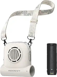 InoKraft Hands Free Trail Fan, Portable Fan with One Swap-On Rechargeable Battery, 13H+ Runtime, 49ft/s Turbo Waist Fan, Clip-On Portable Cooling Fan for Hiking, Camping & Outdoor Work, Shell White