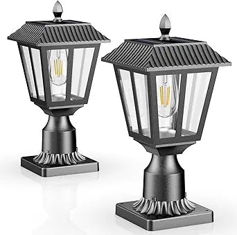 Solar Lamp Post Light Outdoor - 3000K Warm White, IP45 Waterproof Post Solar Lights for Garden Yard Landscape, Outside Decorative Lamp(2PK)