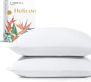 Carressa Linen Egyptian Cotton Pillow Cases Queen - Luxury 1500 Series High Thread Count Pillow Cases Standard Size Set of 2 (White), Silky Soft, Cooling, Sateen Weave Hotel Quality Pillowcases