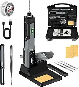 Soldering Iron Kit Cordless 5s Heating 14-in-1 Portable Soldering Iron with LED Display 392-932, Auto Sleep, Electric USB Rechargeable Wireless Welding Tool for Precision Repair DIY