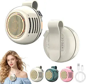 Portable Silent Mini Bladeless Fan Clip On, Mini USB Rechargeable 360 Rotatable Fan, 2026 New Adjustable 3-Speed Suspended Whirlwind Cooler Fans for Outdoor & Travel & Office (White)