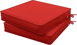 Outdoor Chair Cushions Patio Funiture Chair Seat Cushion 22 L X 22 W X 4 H Waterproof & Fade Resistant Square Sofa Couch Chair Pads with Non-Slip Bottom &Handle & Adjustable Straps Set of 2