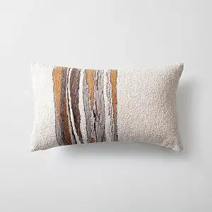 Throw Pillow Covers 20x20 Inch, Pack of 1 Textured Linen Blend with Woven Stripe, Decorative Throw Pillow Case for Couch Sofa, Elegant Design, Combos, Mustard 12x20 Inch