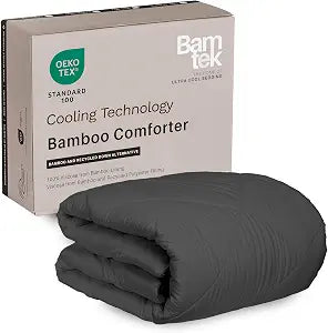 Cooling Comforter Queen Size - Lightweight All Season Down Alternative Duvet Insert, Hypoallergenic Plush Fill, 100% Viscose from Bamboo Cover - Charcoal, 88" x 90"