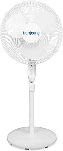 Hurricane 16" Supreme Oscillating Stand Pedestal Fan with Remote for Home, White - Standing Electric Air Cooling Unit for Indoor Room, Garage, Workshop, Shed, and Greenhouse