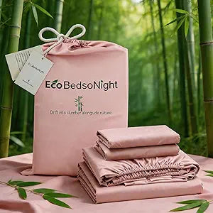 100% Viscose Derived from Bamboo Sheets Queen Size, Soft & Cooling Viscose from Bamboo Sheets Set, Organically Grown,Breathable & Soft Deep Pocket Up to 18 Inches(Light Pink)