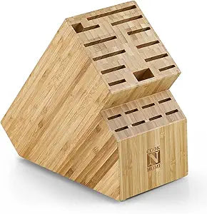 Cook N Home Basics,Bamboo Cutlery Block without Knives, Universal Knife Holder Countertop Butcher Block Knife Stand for Easy Kitchen Storage, 20-Slot