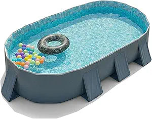 YYW Foldable Family Pool for Adults & Family - Portable Large Swimming Pool for Indoor/Outdoor Garden Backyard Summer Parties (Cloud Ink Gray, 104)