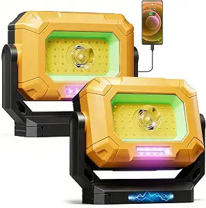 2 Pack LED Work Light, 1500LM COB Rechargeable Magnetic Flashlight