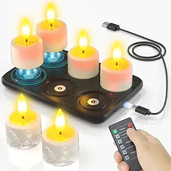 SoulBay Waterproof Rechargeable LED Tea Lights with Magnetic Base, 6 Pack