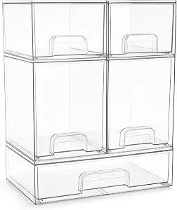 Sorbus Clear Stackable Storage Drawers (5 Pack, Complete Set)