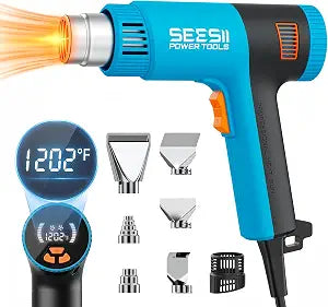 SEESII 1800W Heat Gun with LCD Display, 120-1290F Variable Temp for Crafts