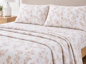 Twin Printed Flannel Sheet Set, 100% Cotton, 16" Deep, 3-Piece